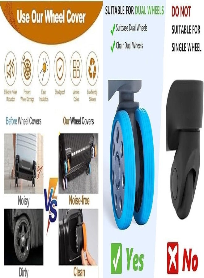 BELARO 8 Pcs Luggage Wheel Covers Silicone Protector Cover 8PCS Wheel Cover Silicone Shock Absorption Wheel Cover for Trolley Bag Suitcase Wheel Cover for Most 8 Spinner Wheel Bag/Chair (Multicolor) - Image 4
